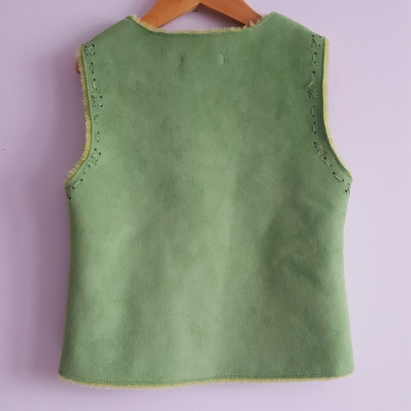 Souris Mini Green Faux Suede/Fur Vest Size 5 - Picture 3 of 6